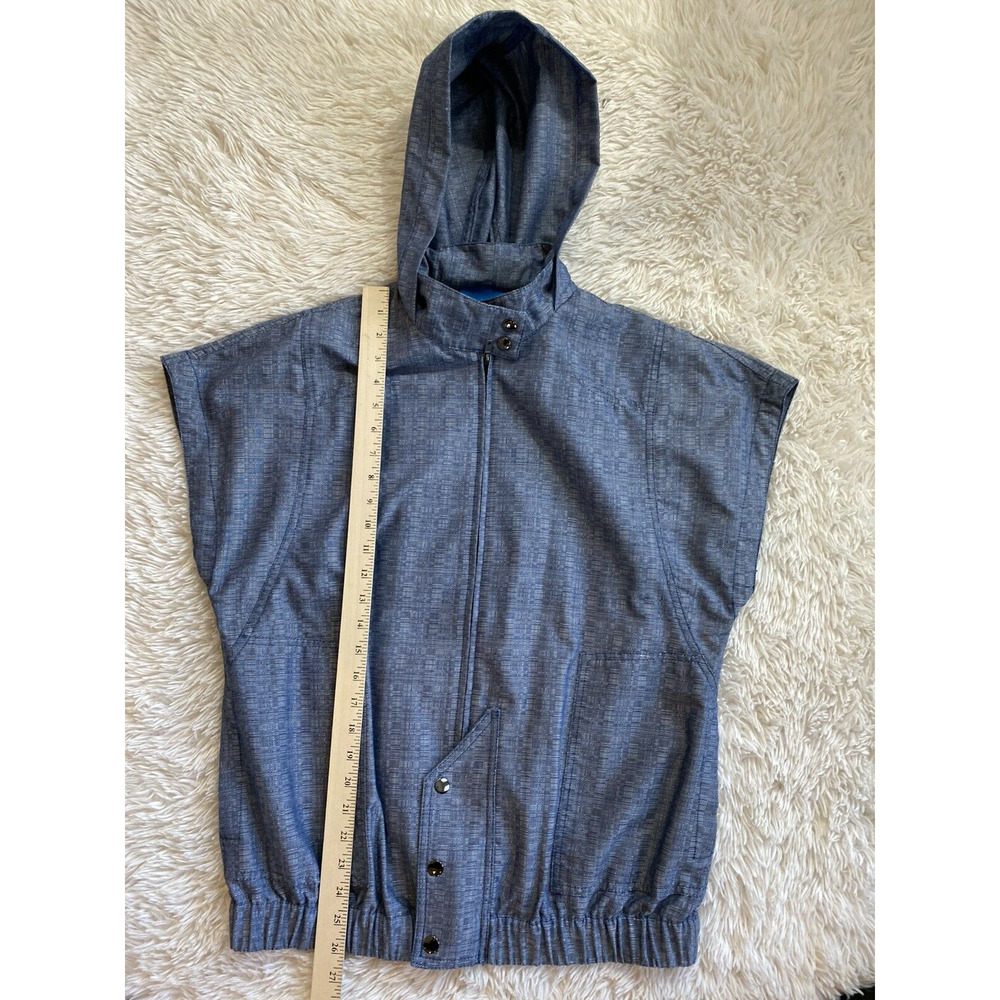 DEREK LAM jacket zip short sleeve denim High Neck Size S Hooded pockets - Picture 10 of 12